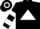 BLACK, WHITE triangle, hooped sleeves and cap