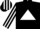 BLACK, WHITE triangle, striped sleeves and cap