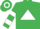 EMERALD GREEN, WHITE triangle, hooped sleeves and cap