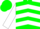 Green, white chevrons, white sleeves, green cuffs