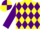 Yellow, purple band of diamonds and sleeves, quartered cap