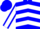 Blue, white chevrons and sleeves, blue seams and cap