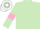 Light green, pink armlets, white and light green hooped cap