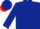 Dark Blue, red peak on cap