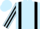 Light blue body, black braces, light blue arms, black striped, light blue cap, black striped