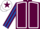 Maroon, white seams, maroon and royal blue striped sleeves, white cap, maroon star