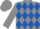 Grey, royal blue diamonds, grey sleeves, grey cap
