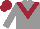 Grey body, garnet chevron, garnet arms, garnet cap