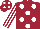 Garnet body, white spots, white arms, garnet striped, garnet cap, white spots