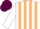White body, garnet arms, beige striped, garnet cap, beige striped