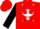Red, black 's', white stars, red chevrons and white star on black sleeves