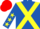 ROYAL BLUE, YELLOW cross belts, ROYAL BLUE sleeves, YELLOW stars, RED cap