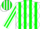 White, white diamonds on green stripes