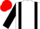 White, black braces and fleur de lys, black sleeves, red cap