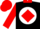 Black, white ball, black and red emblem, red collar, red diamond seam on sleeves, red cap