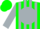 Forest green, green w on silver ball, silver stripes on sleeves, green cap