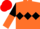 Orange Body, Black Triple Diamond, black & orange Halved sleeves, Red Cap