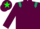 Garnet body, dark green epaulettes, garnet arms, garnet cap, green star