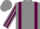 Grey body, garnet braces, grey arms, garnet striped, grey cap, garnet striped