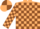 Beige body, brown checked, beige arms, brown checked, beige cap, brown quartered