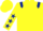 Yellow body, dark blue epaulettes, yellow arms, dark blue stars, yellow cap