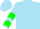 Sky blue, green 'v', green chevrons on slvs