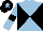 Light blue body, black diabolo, light blue arms, black armlets, black cap, light blue star