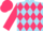 Sky blue and cerise checked diamonds, checked diamond sleeves, cerise cap