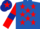 Royal blue, red stars, red sleeves, dark blue armlets, dark blue cap, red star