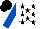 White, black stars, royal blue sleeves, black cap