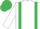 White, emerald green braces, emerald green armlet, emerald green cap