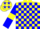 Yellow body, blue checked, blue arms, yellow armlets, yellow cap, blue stars