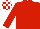 Red body, red arms, white cap, red checked