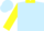 Light blue, yellow collar and design, yellow sleeves