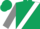Dark green, white sash, white and grey 'eb' on back, teal sleeves