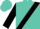 Turquoise, black sash, black sleeves