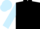 Black body, light blue arms, light blue cap, black striped