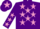 Purple body, mauve stars, purple arms, mauve stars, purple cap, mauve star