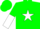 green, white star, green and white halved sleeves