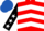 Red, white chevrons, black sleeves, white stars, royal blue cap