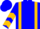 Blue, gold 'b', gold braces, gold chevrons on sleeves