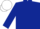 Dark blue body, dark blue arms, white cap, dark blue checked