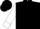 Black, white yoke, white cuffs on sleeves