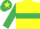 Yellow, emerald green hoop, emerald green sleeves, emerald green cap, yellow star
