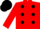 Red, black spots,red sleeves, black cap
