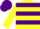 Yellow & purple hoops, yellow sleeves, purple cap