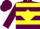Maroon, maroon 'l' on yellow diamond, yellow hoops