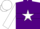 Purple, white star, white hoop on sleeves, white cap
