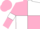 Pink and white (quartered), pink sleeves, white armlets
