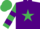 Purple, emerald green star, emerald green and purple hooped sleeves, emerald green cap